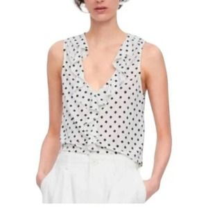 Zara Polka Dot Ruffle Tank Small